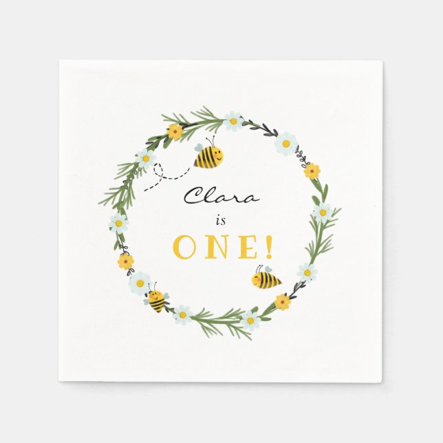 Bee Birthday Napkin (Front)