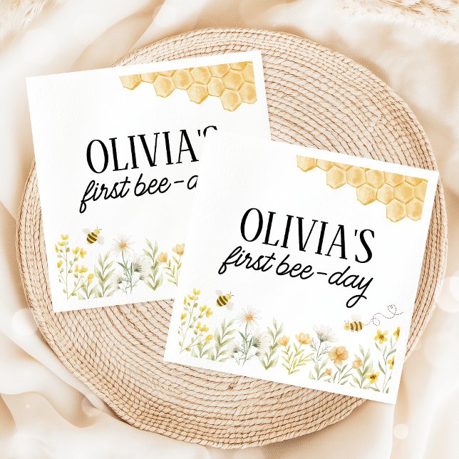 Bee Birthday Napkins (Creator Uploaded)