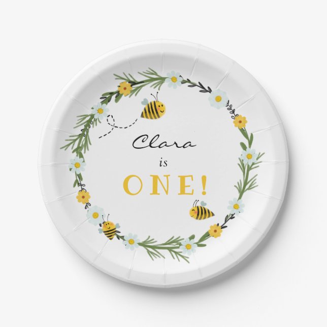 Bee Birthday Paper Plate (Front)