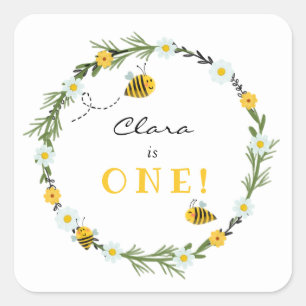 Bee Birthday Square Sticker