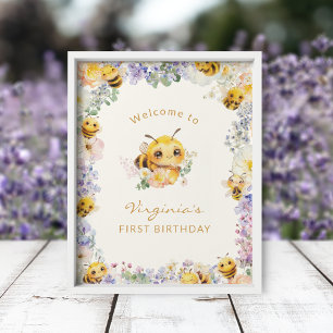 Bee Birthday Welcome Poster