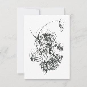 Bee Black White Abstract Tribal Tattoo Art Thank You Card