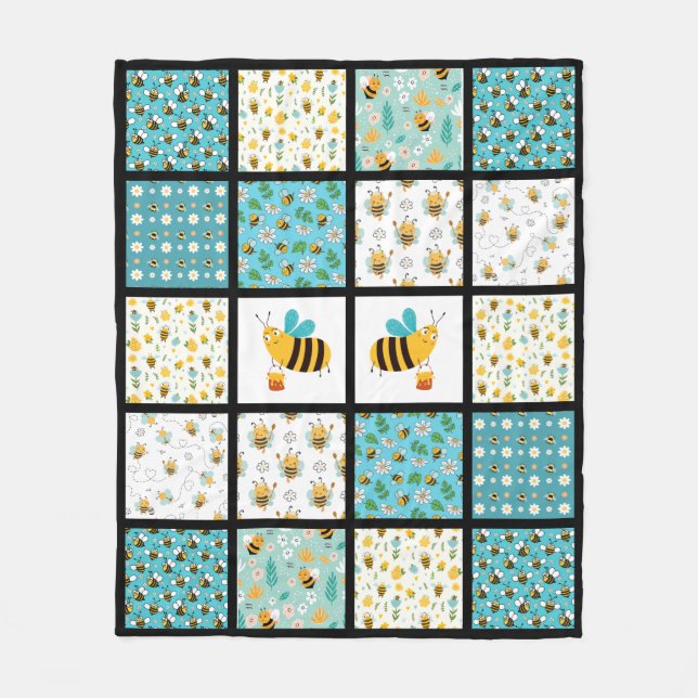 Bee & Blue Quilt Fleece Blanket (Front)