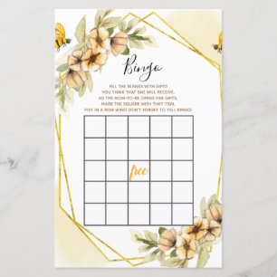 Bee Botanical Watercolor Bingo Game