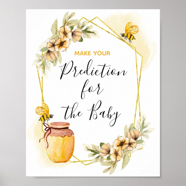 Bee Botanical Watercolor predictions for baby Post Poster (Front)