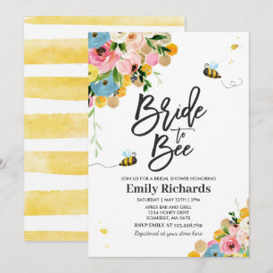 Bee Bridal Shower Invitation Floral Bride To Bee