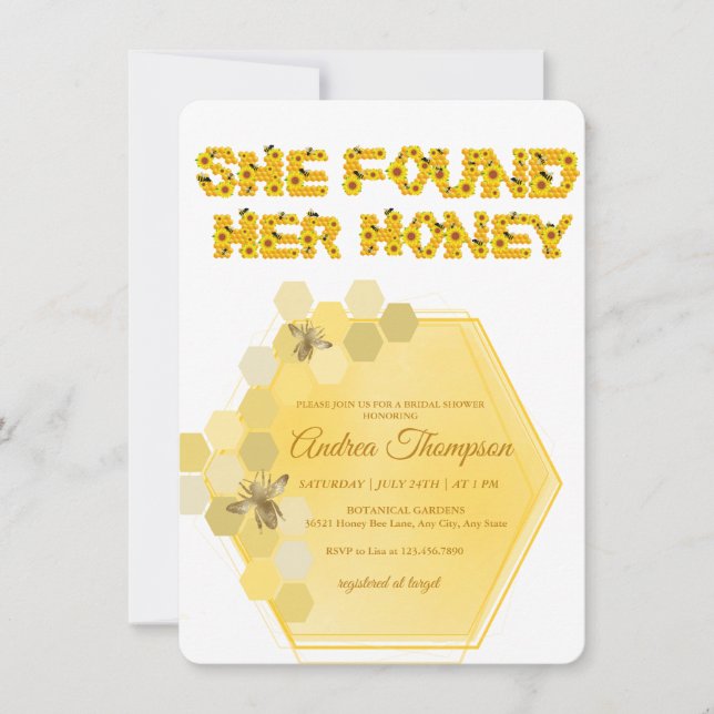 Bee Bridal Shower Invitation | She Found Her Honey (Front)