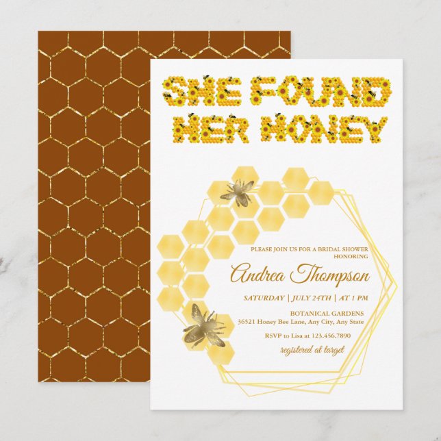 Bee Bridal Shower Invitation | She Found Her Honey (Front/Back)