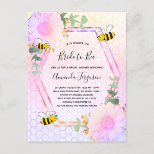 Bee Bridal shower rainbow greenery bride to bee Invitation Postcard