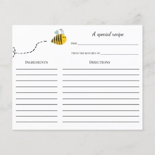 Bee Bridal Shower Recipe card