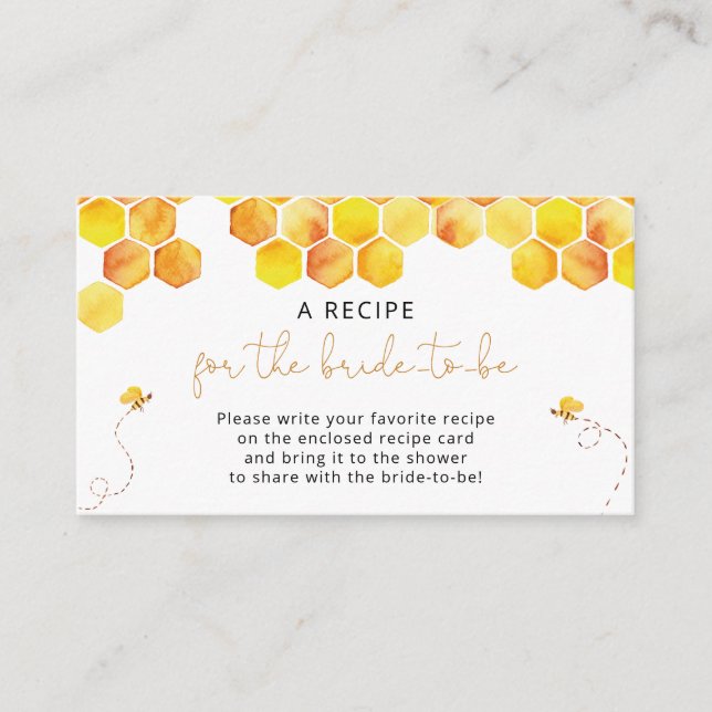 Bee Bridal Shower Recipe Request Enclosure Card (Front)