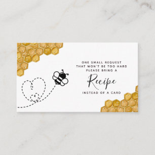 Bee Bridal Shower Recipe Request Enclosure Card