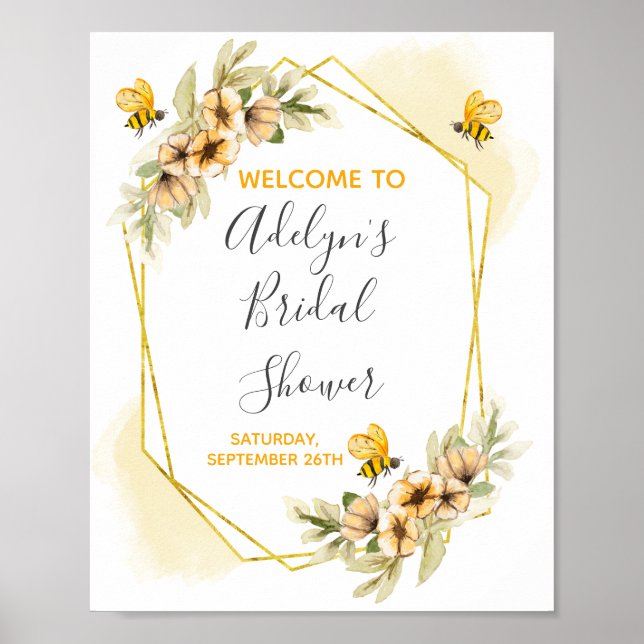 Bee Bridal Shower Welcome Sign Poster (Front)