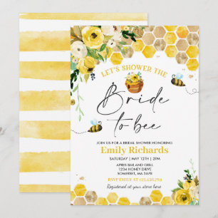 Bee Bridal Shower Yellow Floral Bride To Bee Invitation
