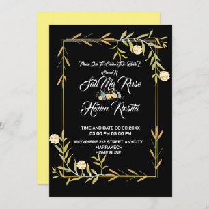 Bee Bridal shower yellow florals party Invitation