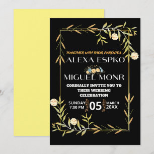 Bee Bridal shower yellow florals party Invitation