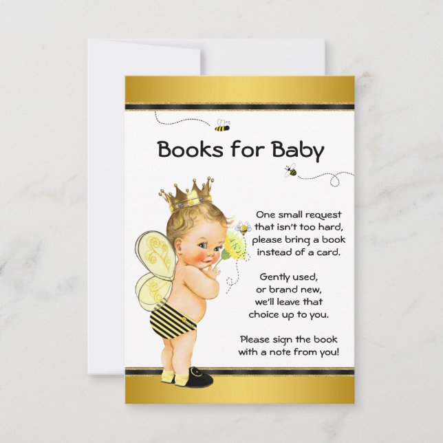 Bee Bring A Book Baby Shower Inserts Invitation (Front)