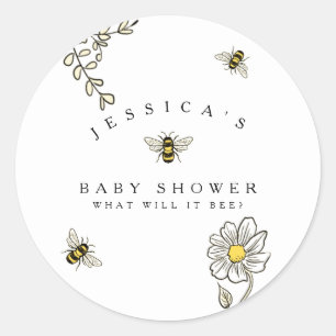 Bee Bumble Bee Baby Shower Classic Round Sticker