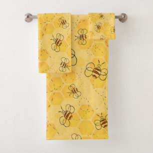 Bee Buzzing Honey Bees Cute  Bath Towel Set