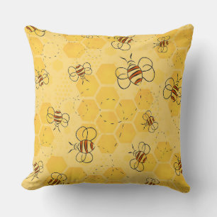 Bee Buzzing Honey Bees Cute Cushion