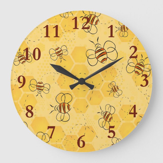 Bee Buzzing Honey Bees Cute  Large Clock (Front)