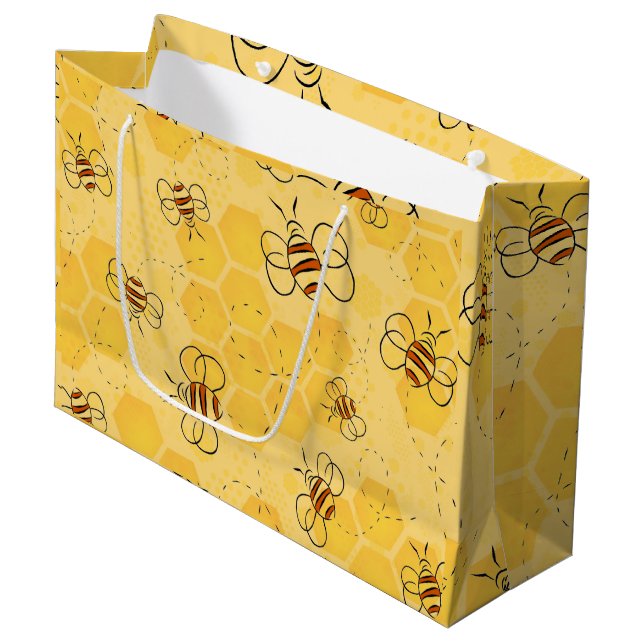Bee Buzzing Honey Bees Cute  Large Gift Bag (Front Angled)