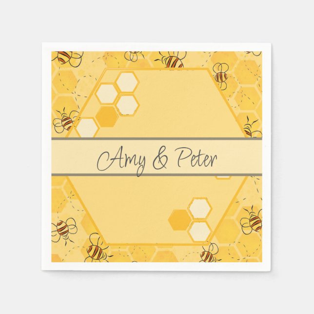 Bee Buzzing Honey Bees Cute  Napkin (Front)