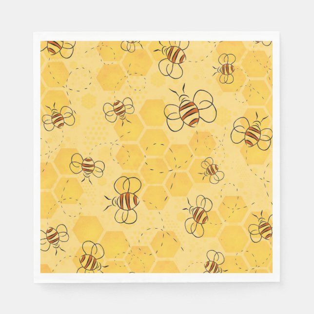 Bee Buzzing Honey Bees Cute  Napkin (Front)