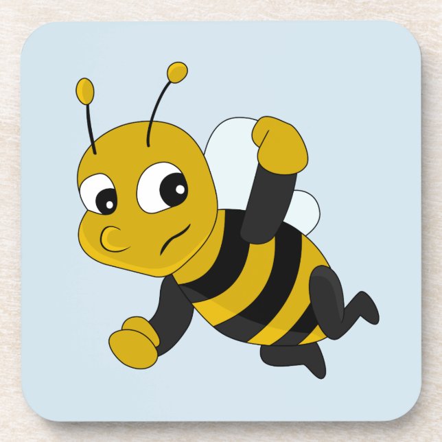 Bee cartoon beverage coaster (Front)