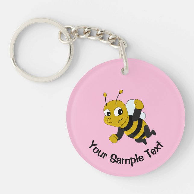 Bee cartoon  key ring (Front)