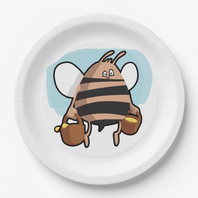 Bee cartoon paper plate (Front)