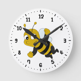 Bee cartoon round clock