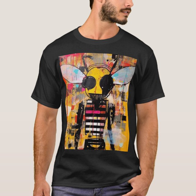 Bee Character Art Grunge Pop Art Insect Hybrid  T-Shirt (Front)