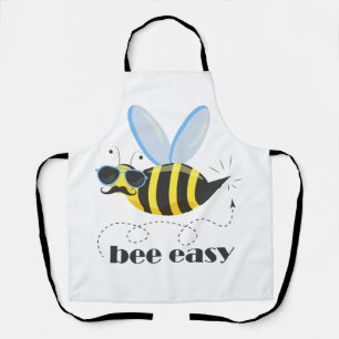 Bee character with moustache sunglasses Bee Easy Apron