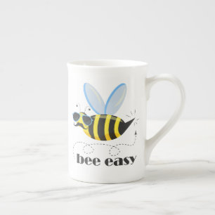 Bee character with moustache sunglasses Bee Easy Bone China Mug