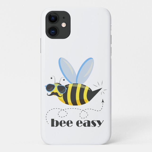 Bee character with moustache sunglasses Bee Easy Case-Mate iPhone Case (Back)