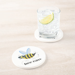 Bee character with moustache sunglasses Bee Easy Coaster