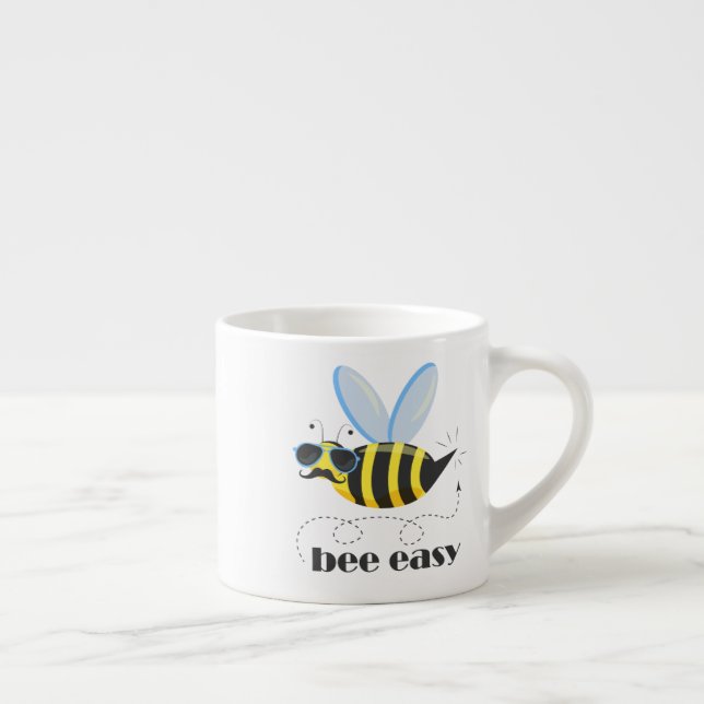 Bee character with moustache sunglasses Bee Easy Espresso Cup (Right)