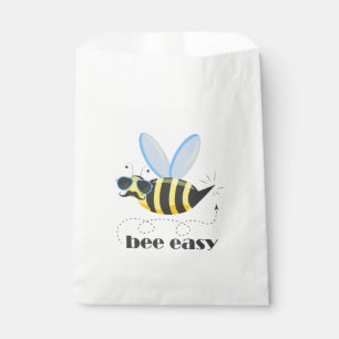 Bee character with moustache sunglasses Bee Easy Favour Bags