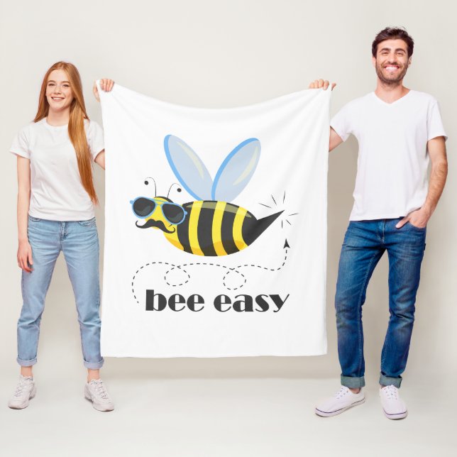 Bee character with moustache sunglasses Bee Easy Fleece Blanket (In Situ)