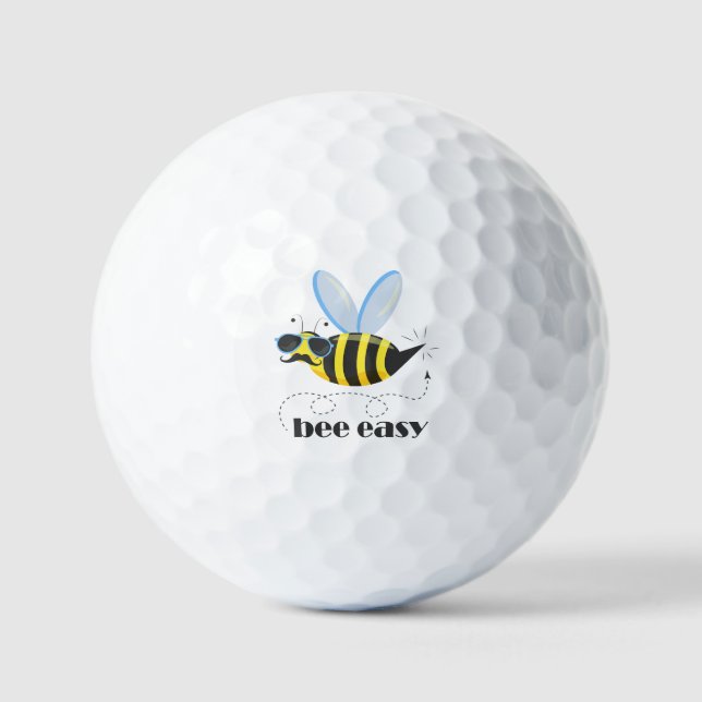 Bee character with moustache sunglasses Bee Easy Golf Balls (Front)