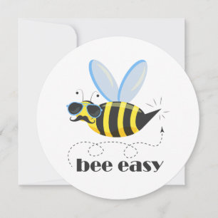 Bee character with moustache sunglasses Bee Easy Invitation