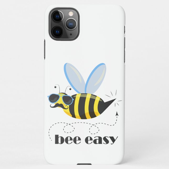 Bee character with moustache sunglasses Bee Easy iPhone Case (Back)