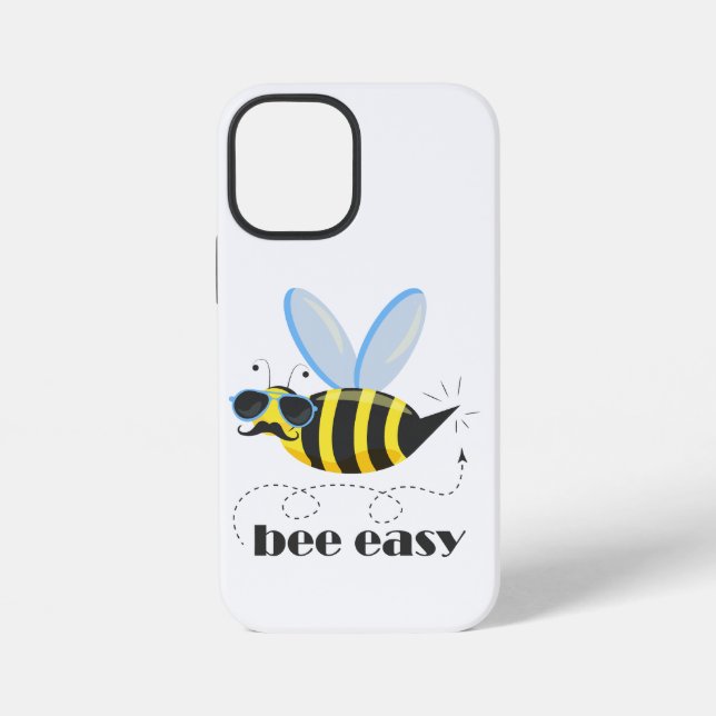 Bee character with moustache sunglasses Bee Easy iPhone Case (Back)