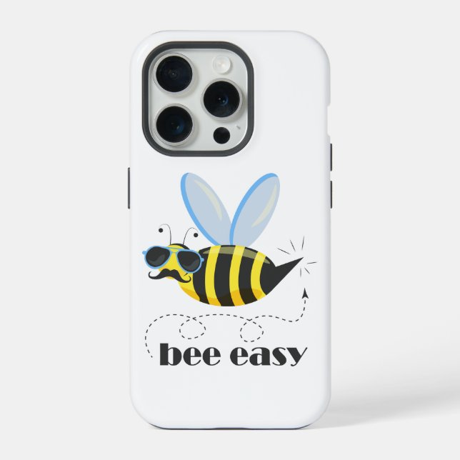 Bee character with moustache sunglasses Bee Easy iPhone Case (Back)