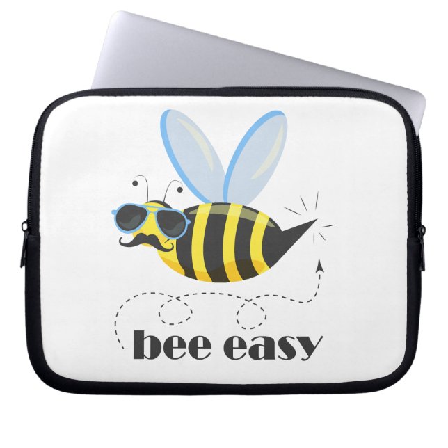 Bee character with moustache sunglasses Bee Easy Laptop Sleeve (Front)