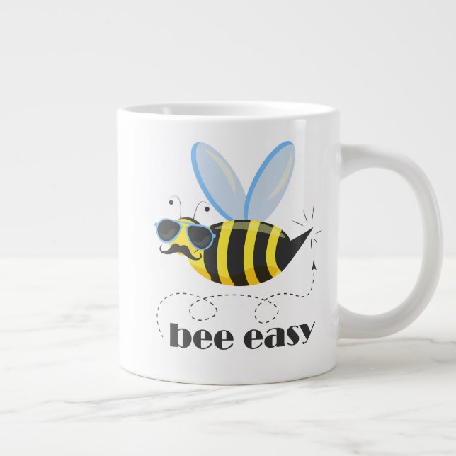 Bee character with moustache sunglasses Bee Easy Large Coffee Mug (Right)