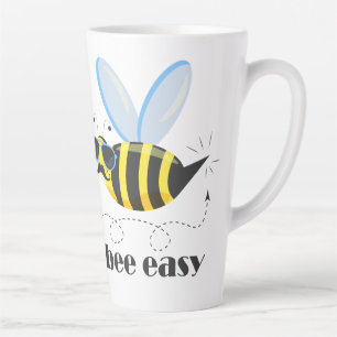 Bee character with moustache sunglasses Bee Easy Latte Mug
