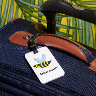 Bee character with moustache sunglasses Bee Easy Luggage Tag