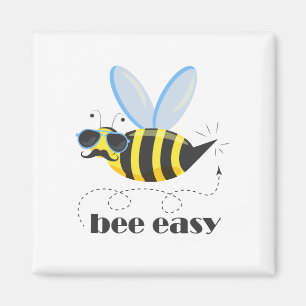 Bee character with moustache sunglasses Bee Easy Magnet